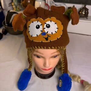 Brown and Blue Kids Animal Hat